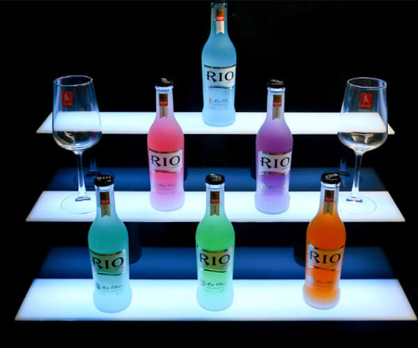 Exhibición personalizada de botellas de 3 niveles