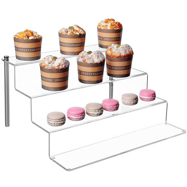 Акрилен држач за кекси со 4 нивоа, држач за прикажување на акрилна торта