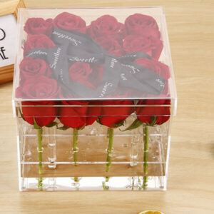 Boîte à fleurs en acrylique avec couvercle en gros