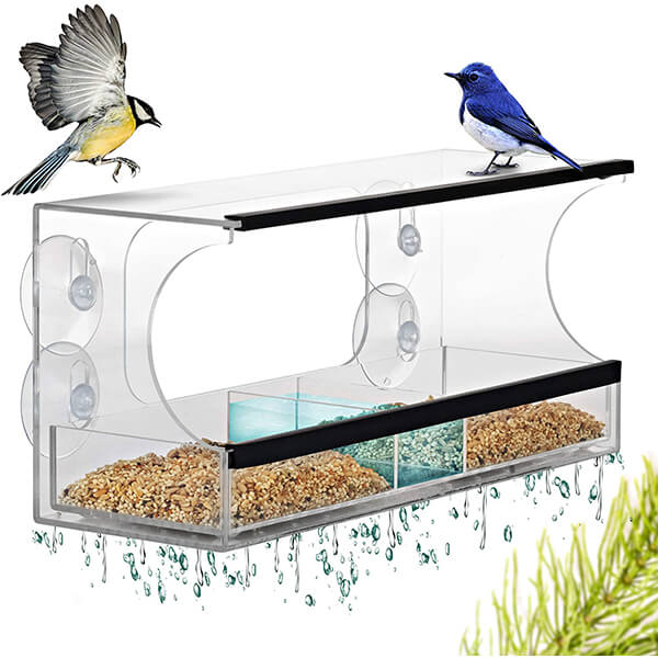 Прозоречна кутия за хранилка за птици на едро, издръжлива, устойчива на атмосферни влияния, лесна за почистване,