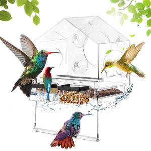 Prozirna hranilica za ptice, sa jakim usisnim čašama