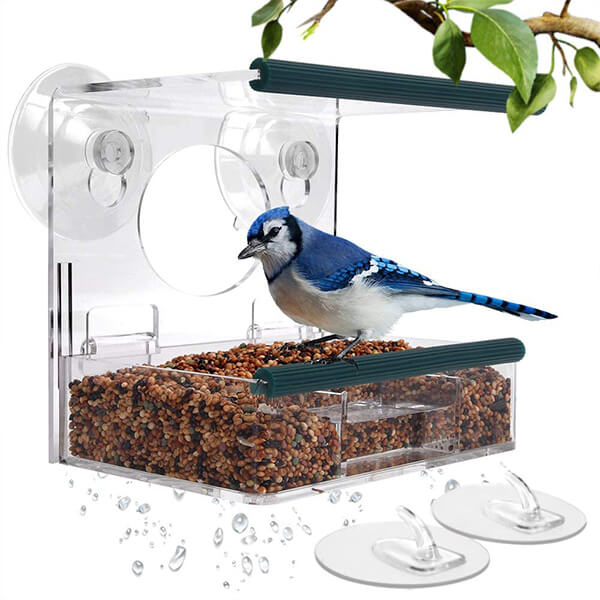 Mangeoire à oiseaux à fenêtre transparente en gros, personnalisée à votre taille