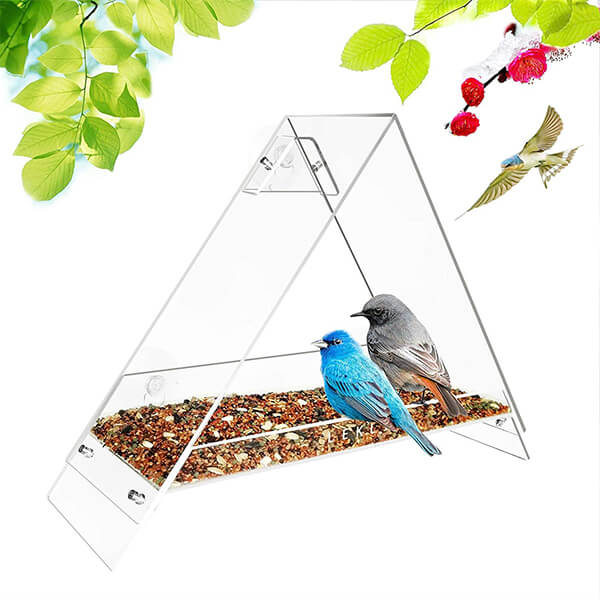 Hrănitor transparent pentru păsări, design simplu, rezistent la ploaie