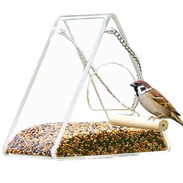 Сигурен добавувач на куќа за птици во триаголник, персонализиран хранител за птици